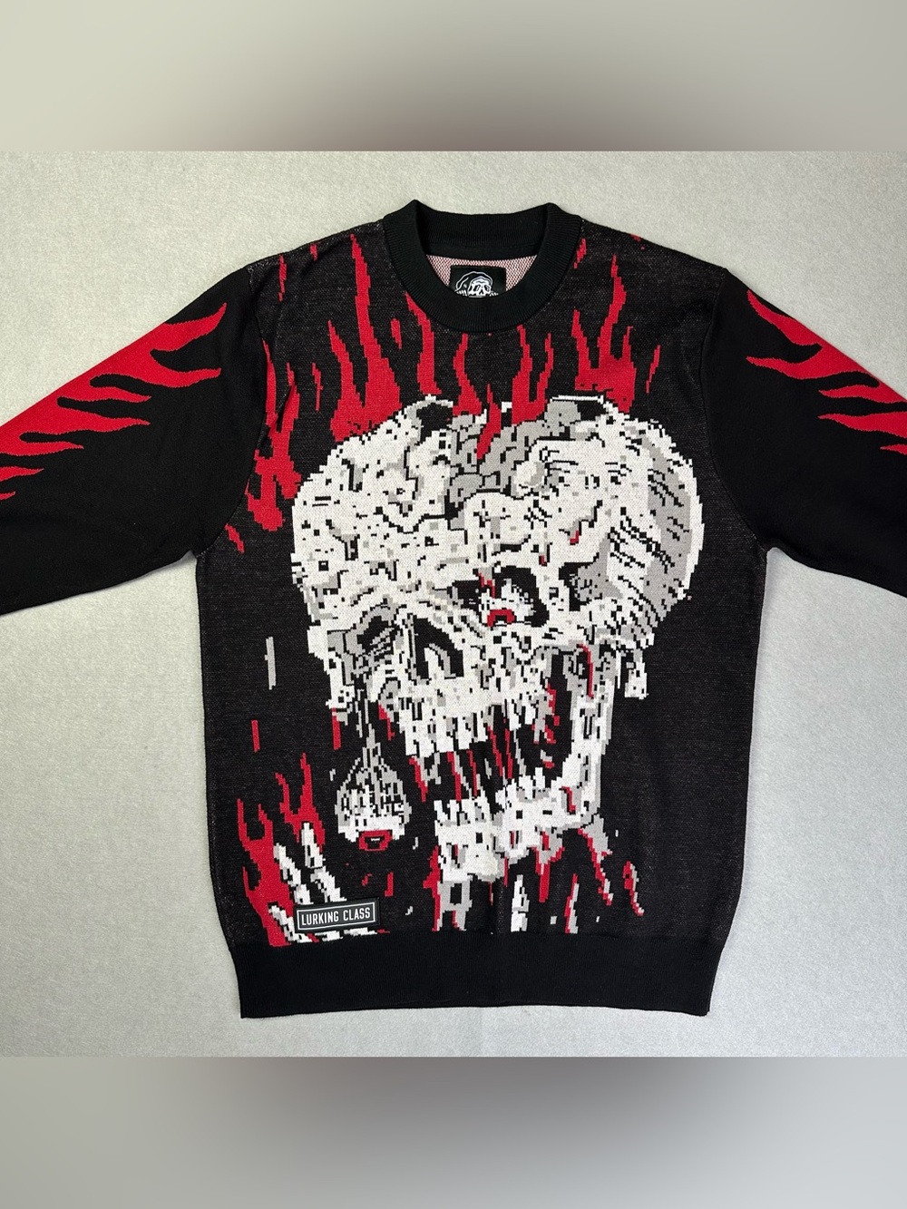 Lurking Class Black & Red Skull Crewneck Sweater